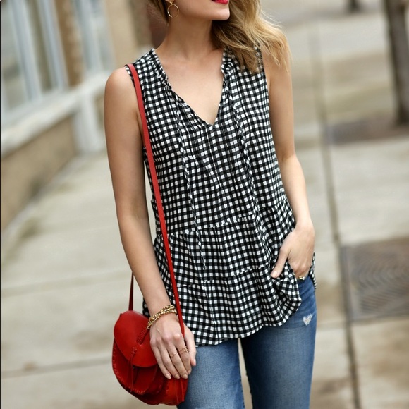 Sanctuary Tops - Sanctuary Gingham Sleeveless Ruffle Top
